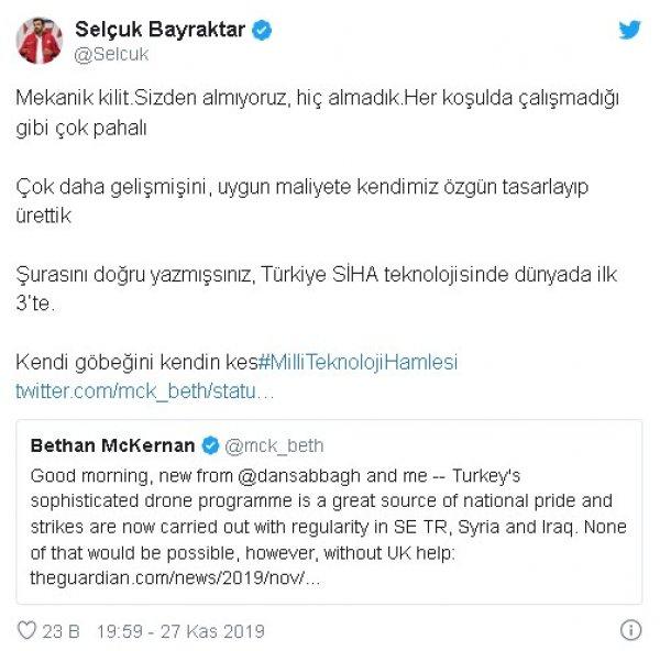 The Guardian'ın İHA iddiasına Selçuk Bayraktar'dan yanıt