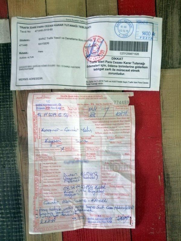 Kayseri'de ineğe trafik cezası kesildi