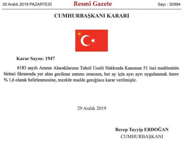 Kamu alacaklarında gecikme faizi indirildi