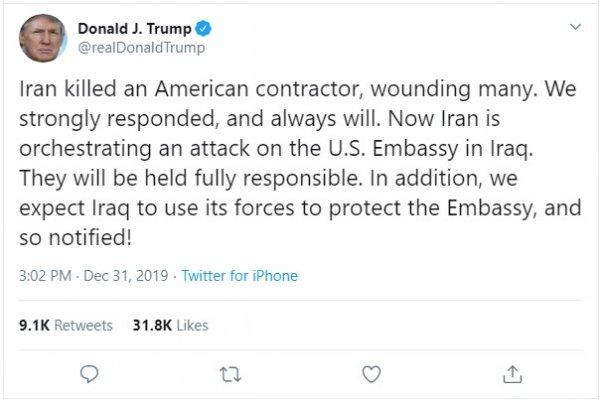 Donald Trump: Irak'taki saldırıyı İran yaptı