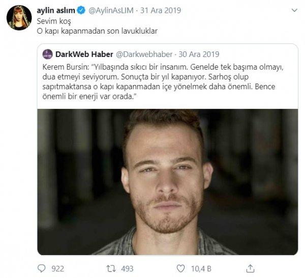 Aylin Aslım'ın Kerem Bürsin tweetleri