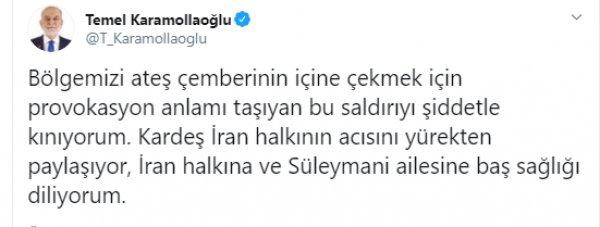 Karamollaoğlu: Süleymani için üzgünüm