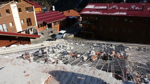 Uzungöl’de kaçak yapı sahipleri bina yıkıyor