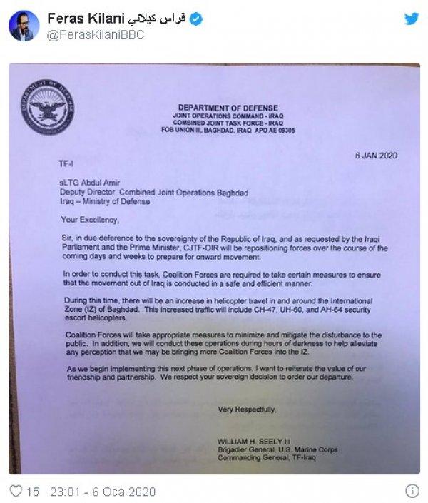 ABD Savunma Bakanı Irak'tan çıkmayacaklarını duyurdu