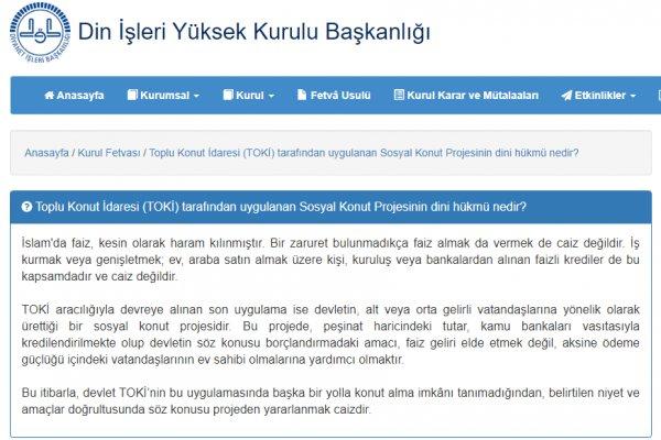 Diyanet, TOKİ'den krediyle ev almayı caiz buldu