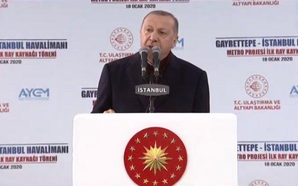 Erdoğan, havalimanı metrosu için ilk kaynak töreninde