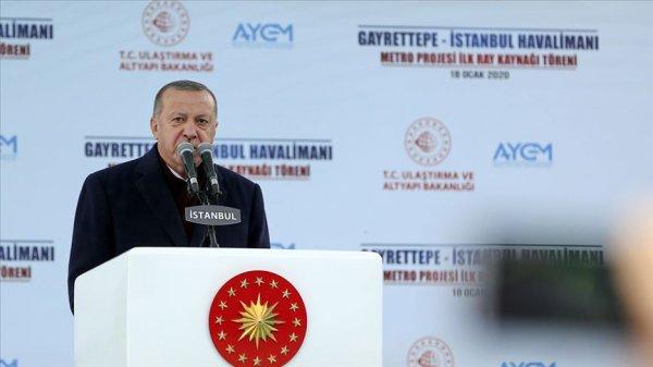 Erdoğan, havalimanı metrosu için ilk kaynak töreninde