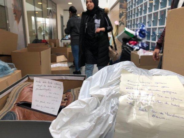 Elazığ’a gönderilen paketlerden çıkan notlar hüzünlendirdi