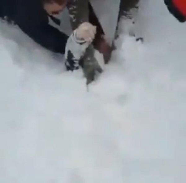 Çığ altından sağ çıkartılan vatandaşın o anları