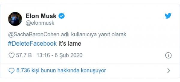 Elon Musk: Facebook'u silin gitsin