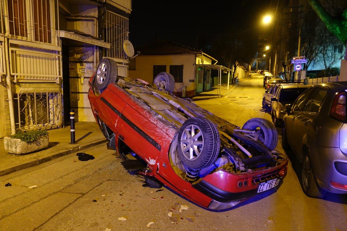 Alkollü sürücü takla atan otomobilden sağ çıktı