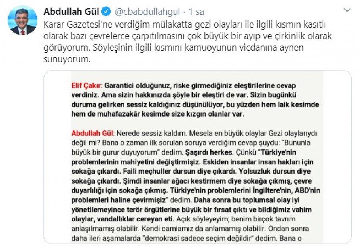 Abullah Gül: Sözlerim çarpıtıldı