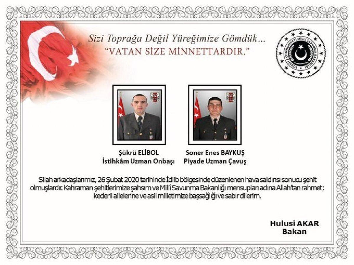 İdlib'de 2 askerimiz şehit oldu