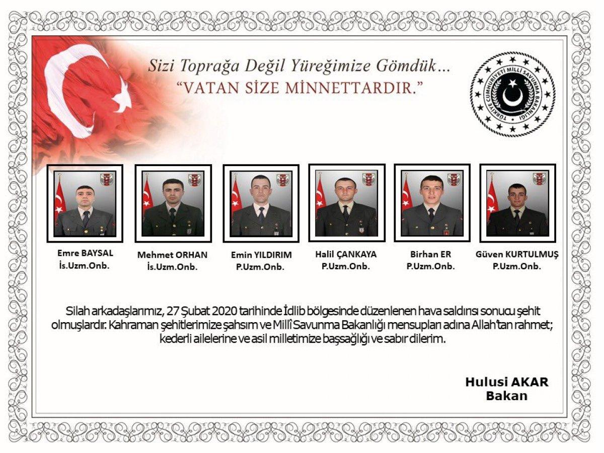 İdlib şehitlerinin kimlikleri açıklandı