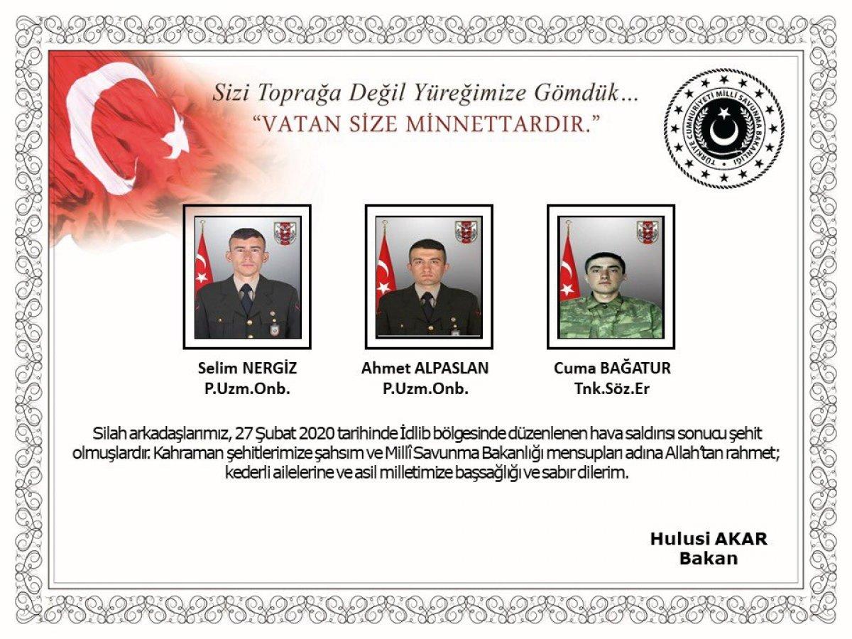 İdlib şehitlerinin kimlikleri açıklandı