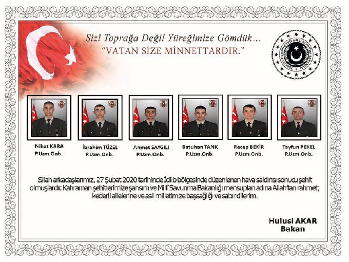 İdlib şehitlerinin kimlikleri açıklandı