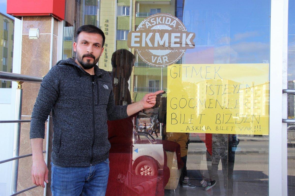 Sivas'taki esnaftan göçmenler için askıda bilet kampanyası