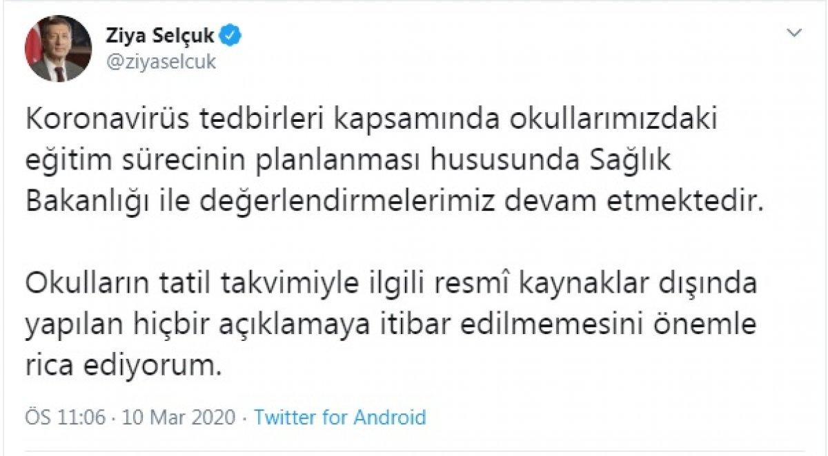 Selçuk: Tatil takvimiyle ilgili değerlendirmeler sürüyor