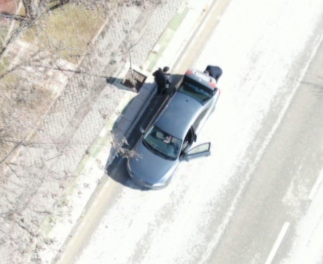 Drone'lu trafik denetiminde ilginç görüntüler