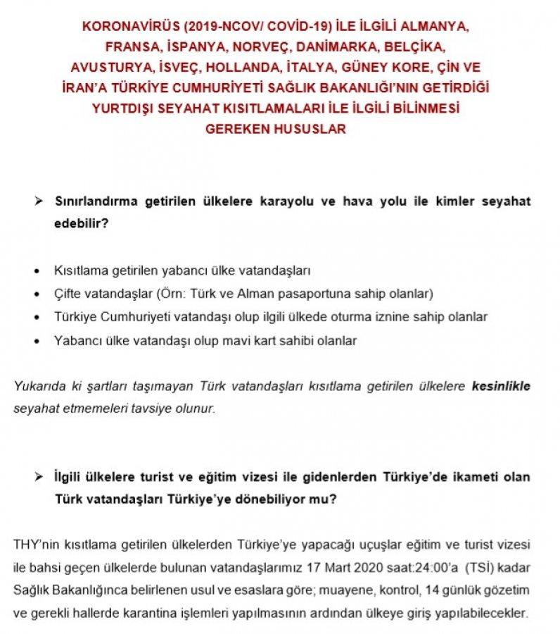 Yurt dışı seyahat kısıtlamasıyla ilgili merak edilenler