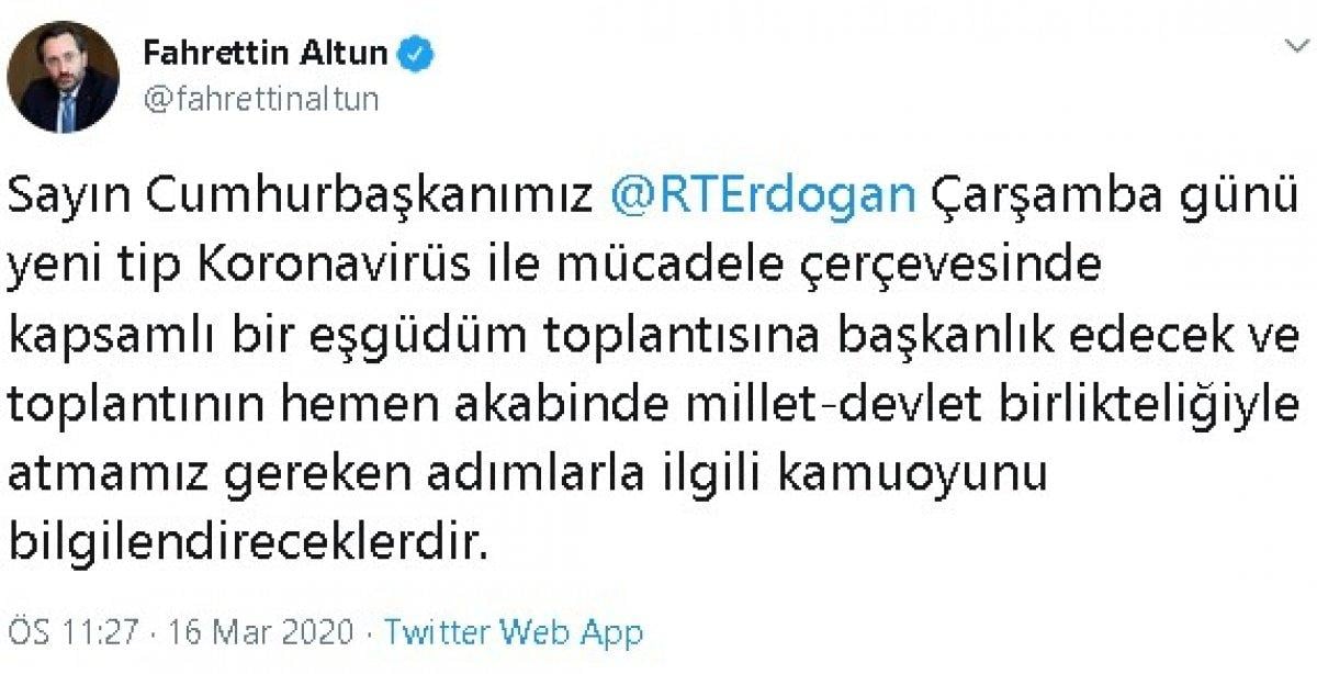 Cumhurbaşkanı Erdoğan, korona bilgilendirmesi yapacak