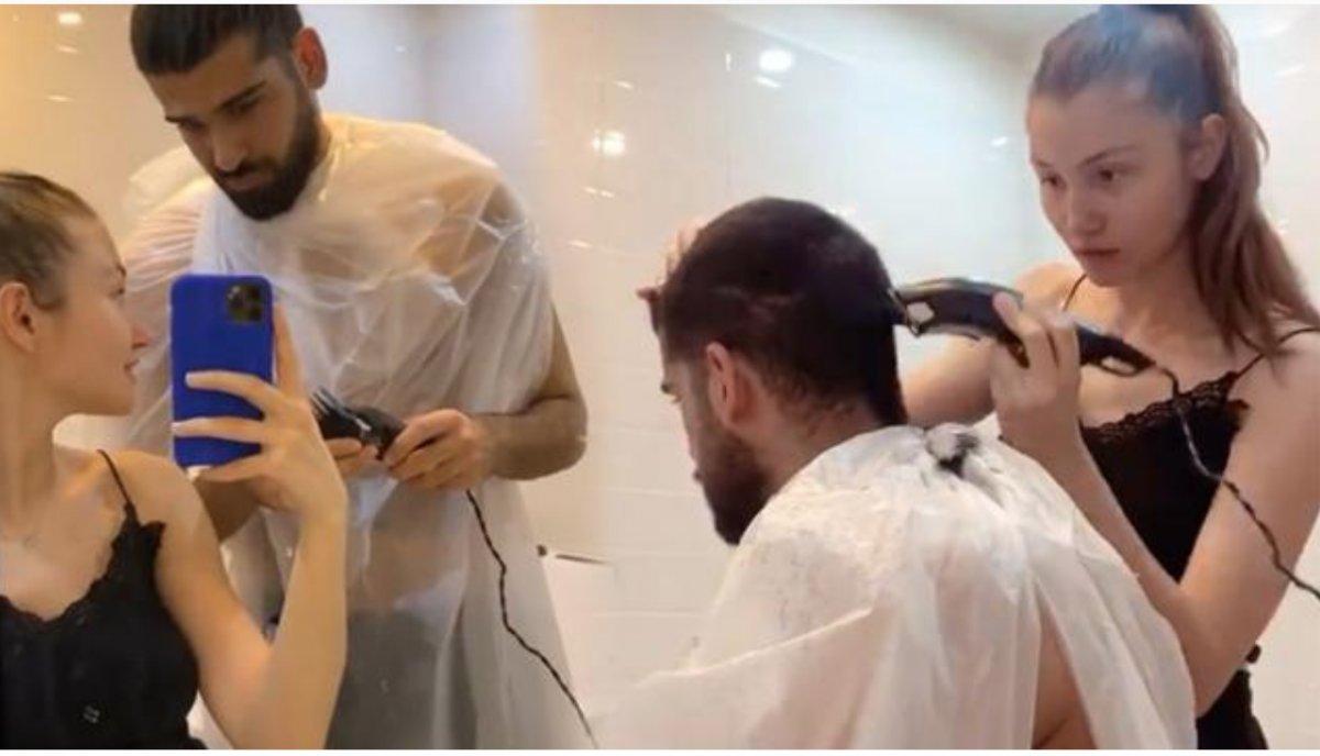 İlayda Akdoğan sevgilisini tıraş etti