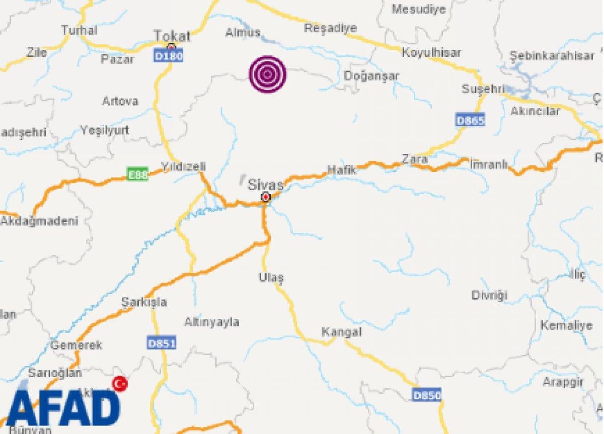 Sivas'ta 4.2 büyüklüğünde deprem