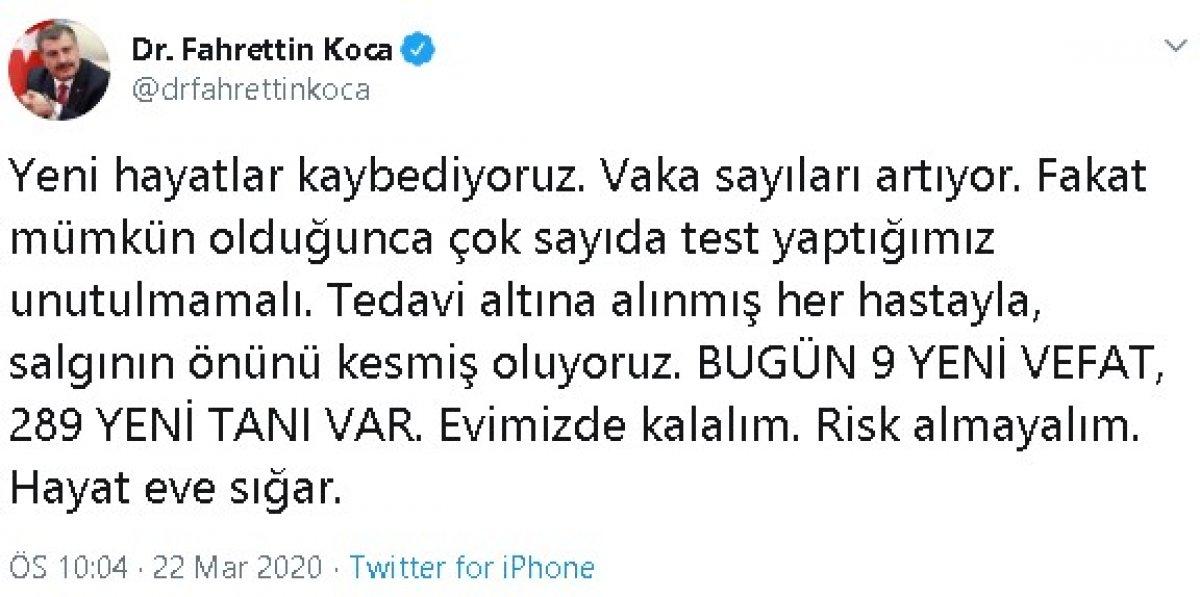Bakan Koca: Koronavirüsten 9 hastayı daha kaybettik