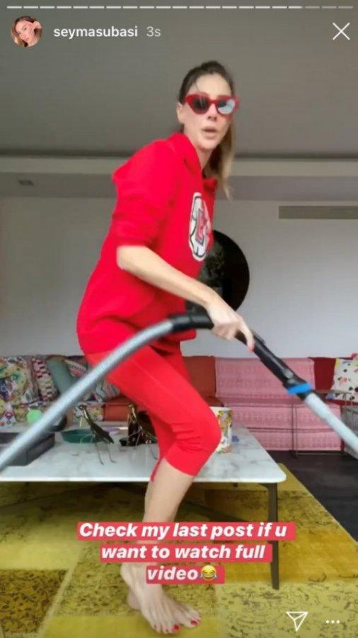 Şeyma, karantinada kendini temizliğe verdi