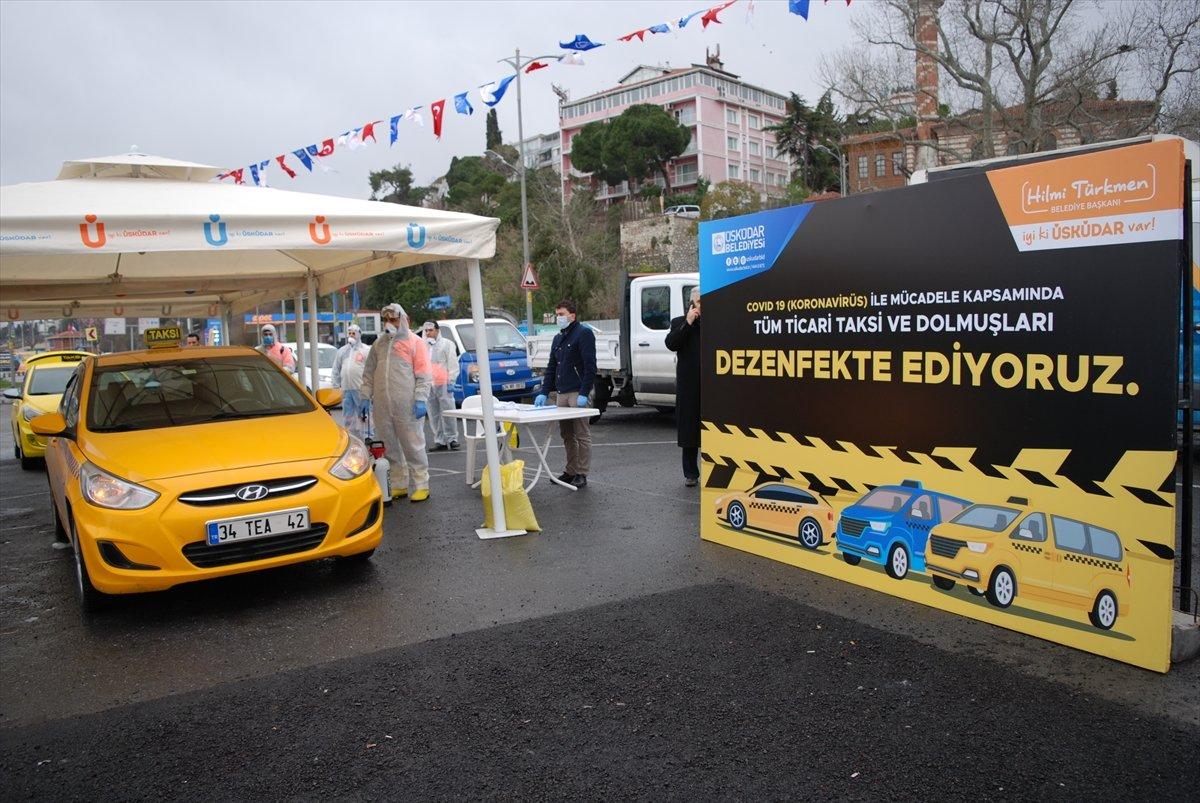 İstanbul'da taksi ve dolmuşlar dezenfekte ediliyor