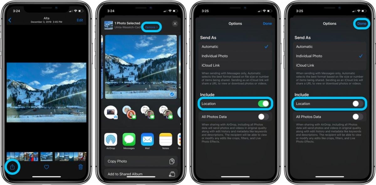 iPhone'da, fotoğraflardan konum verisi nasıl kaldırılır