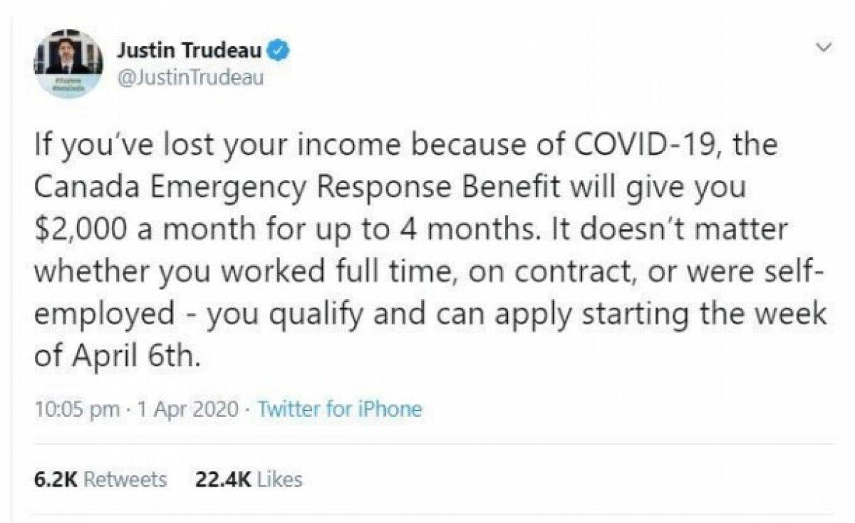 Kanada, salgında işini kaybedenlere 2 bin dolar ödeyecek