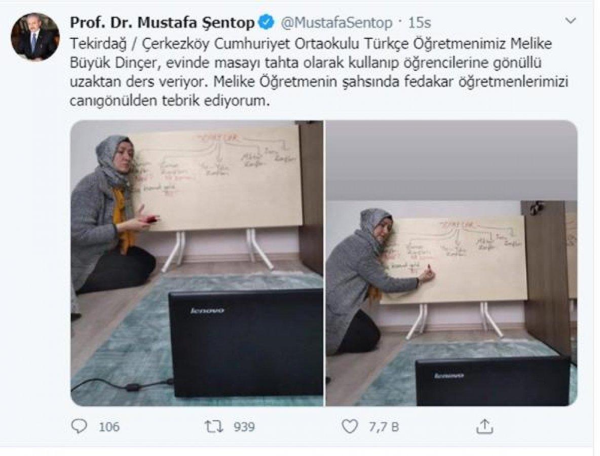 Sınıf öğretmeni yemek masasını tahta olarak kullandı