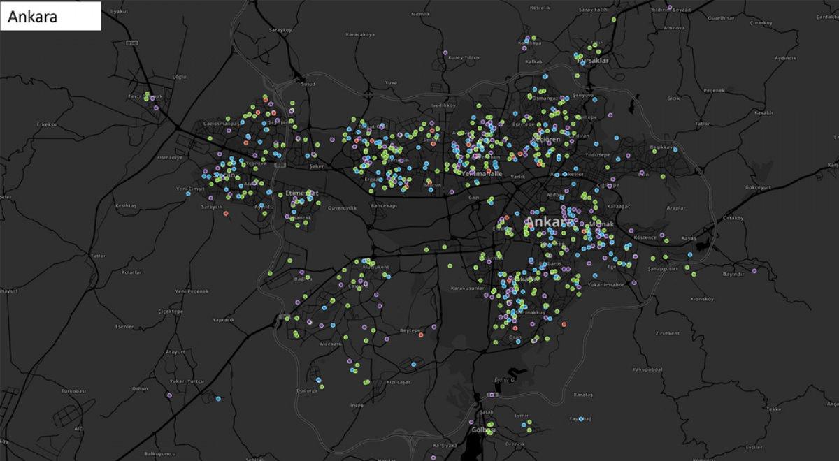 İzmir'de koronanın yayılımını gösteren harita