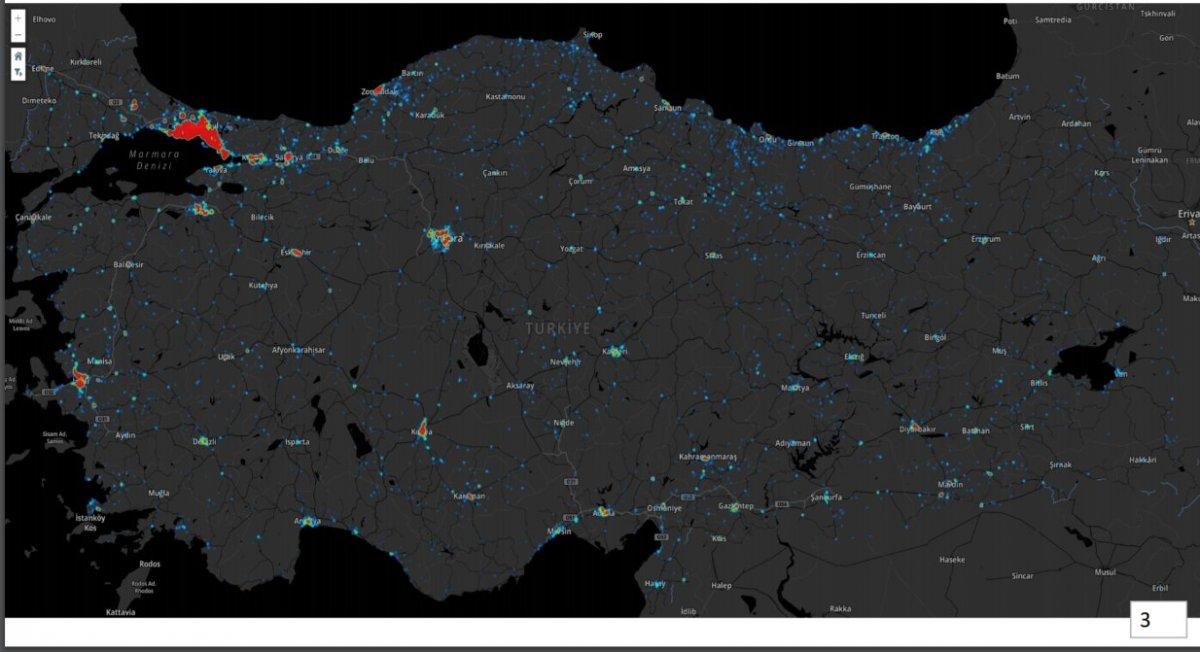 İzmir'de koronanın yayılımını gösteren harita