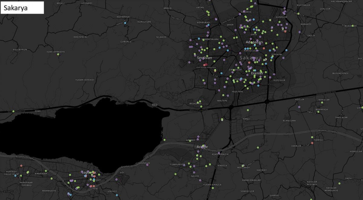 İzmir'de koronanın yayılımını gösteren harita