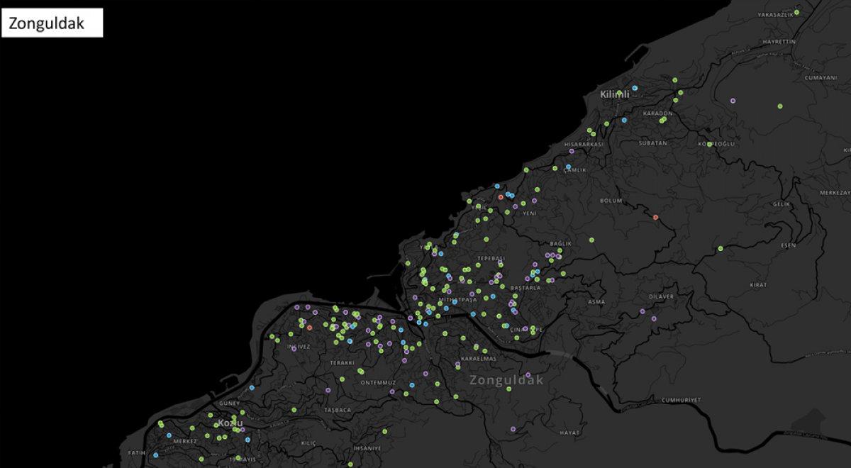 İzmir'de koronanın yayılımını gösteren harita