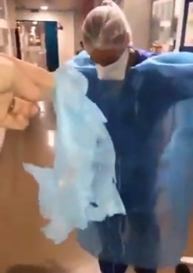 Fransa'da sağlık çalışanlarına kalitesiz önlük veriliyor