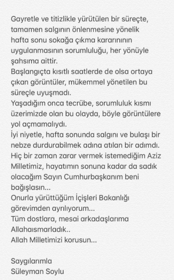 Süleyman Soylu istifa etti