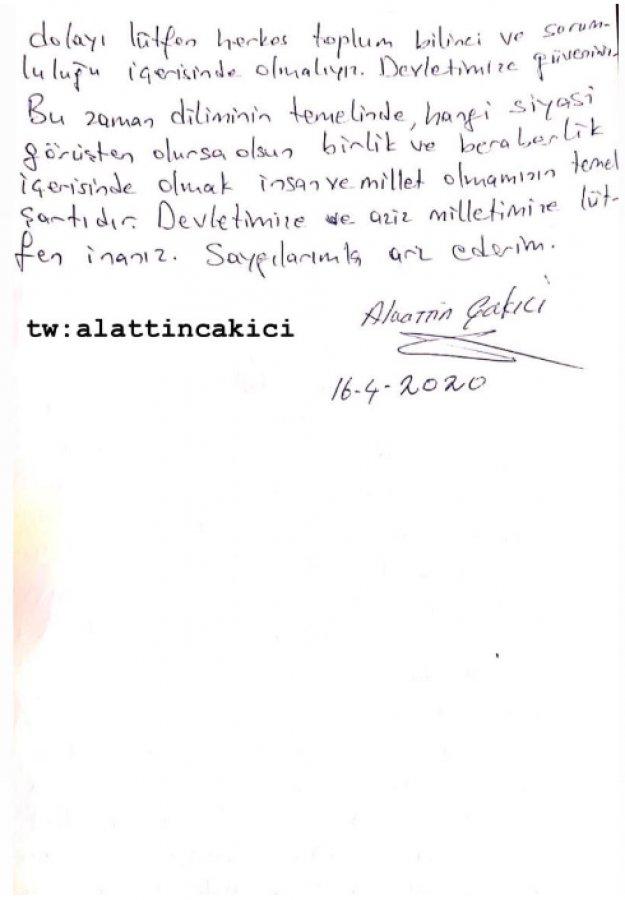 Alaattin Çakıcı'dan ilk açıklama