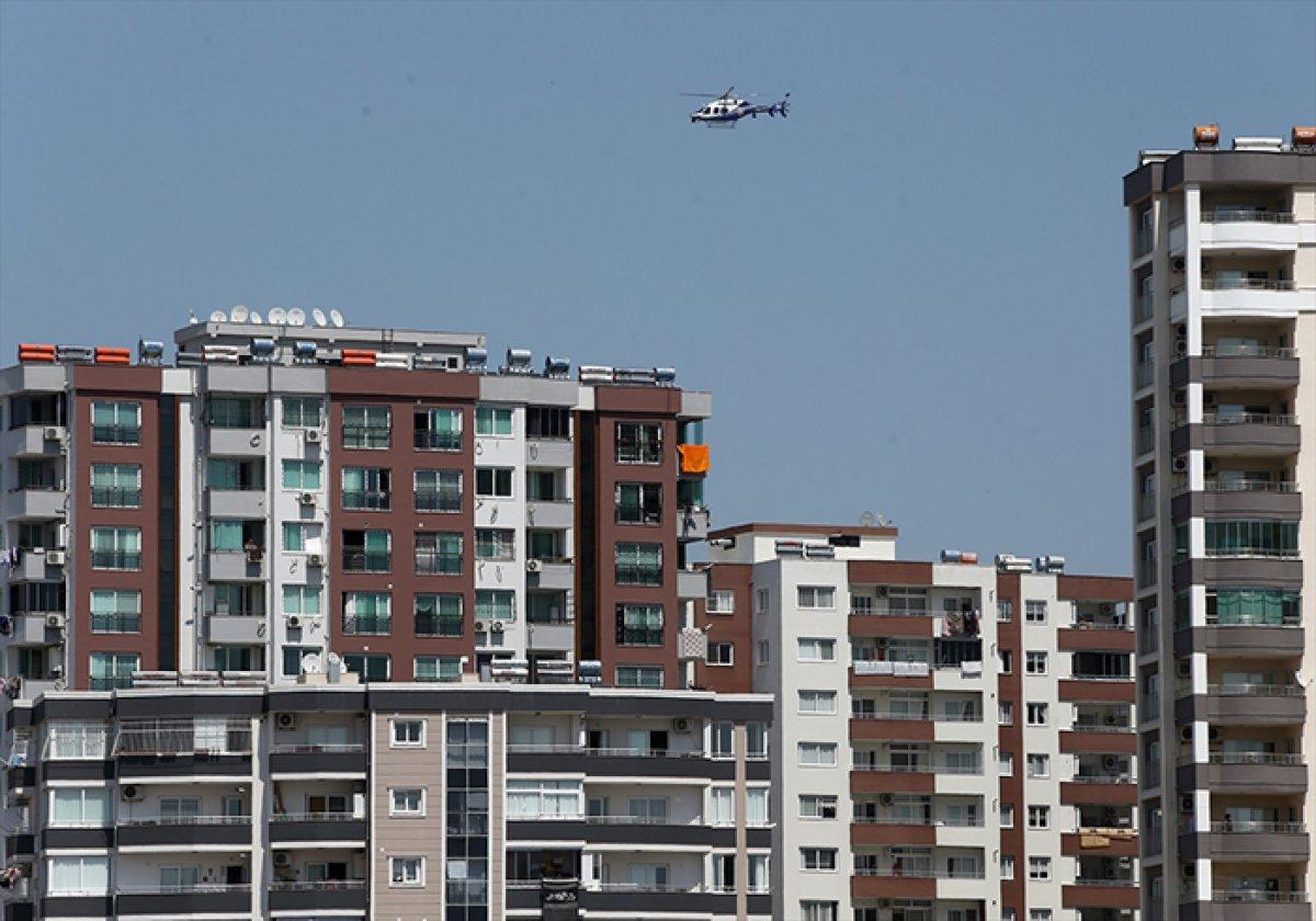 Adana'da sokak yasağına helikopterli denetim