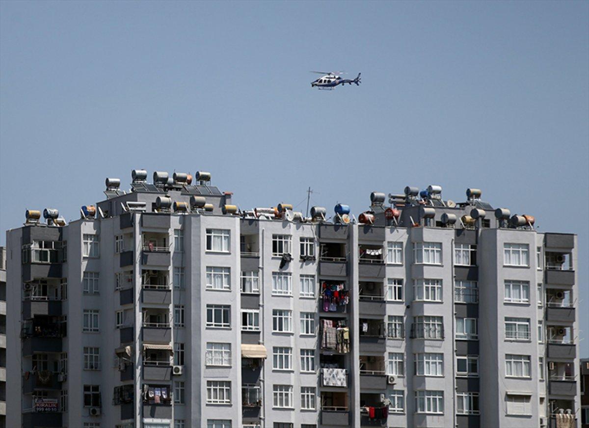 Adana'da sokak yasağına helikopterli denetim