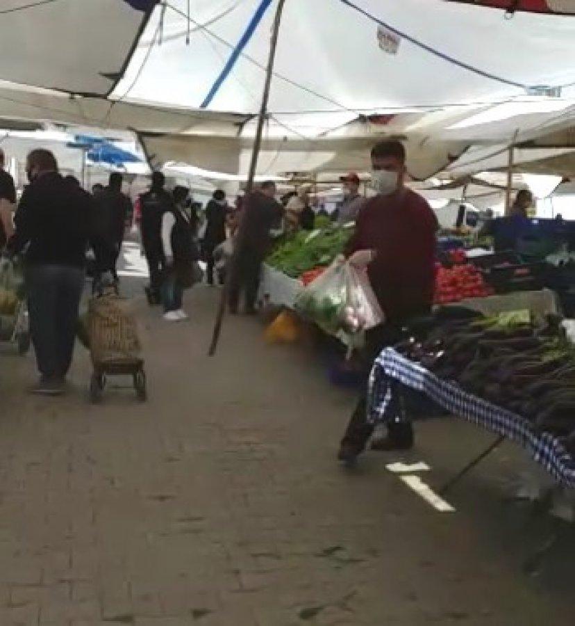 Pazartesi pazarında koronaya karşı önlem alınmadı