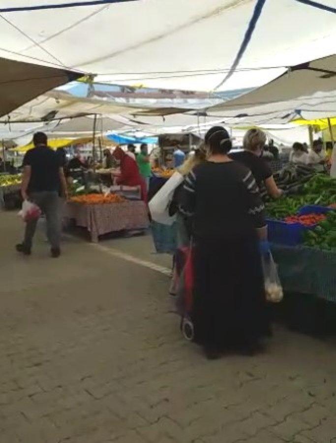 Pazartesi pazarında koronaya karşı önlem alınmadı