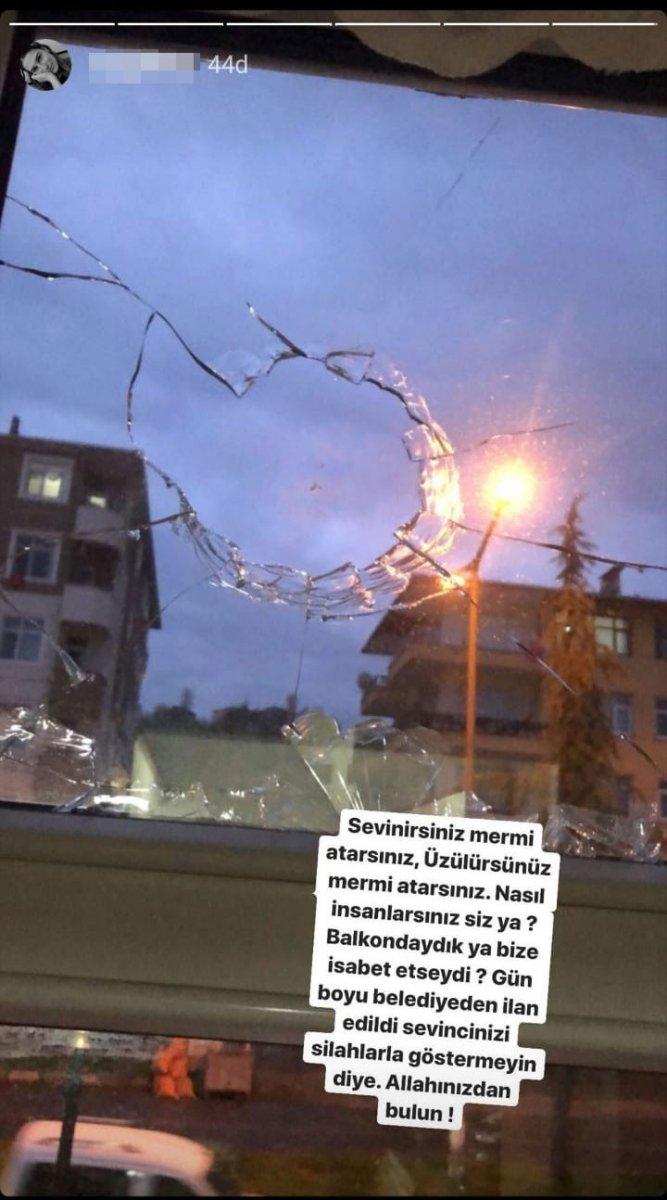 Rize'de yorgun mermi camı kırdı