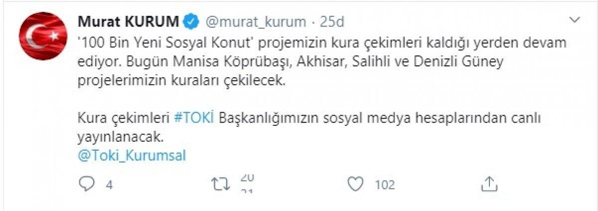 Bakan Kurum: 64 bin konut kurası çekilecek