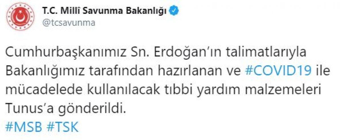 Türkiye'den Tunus'a tıbbi malzeme yardımı