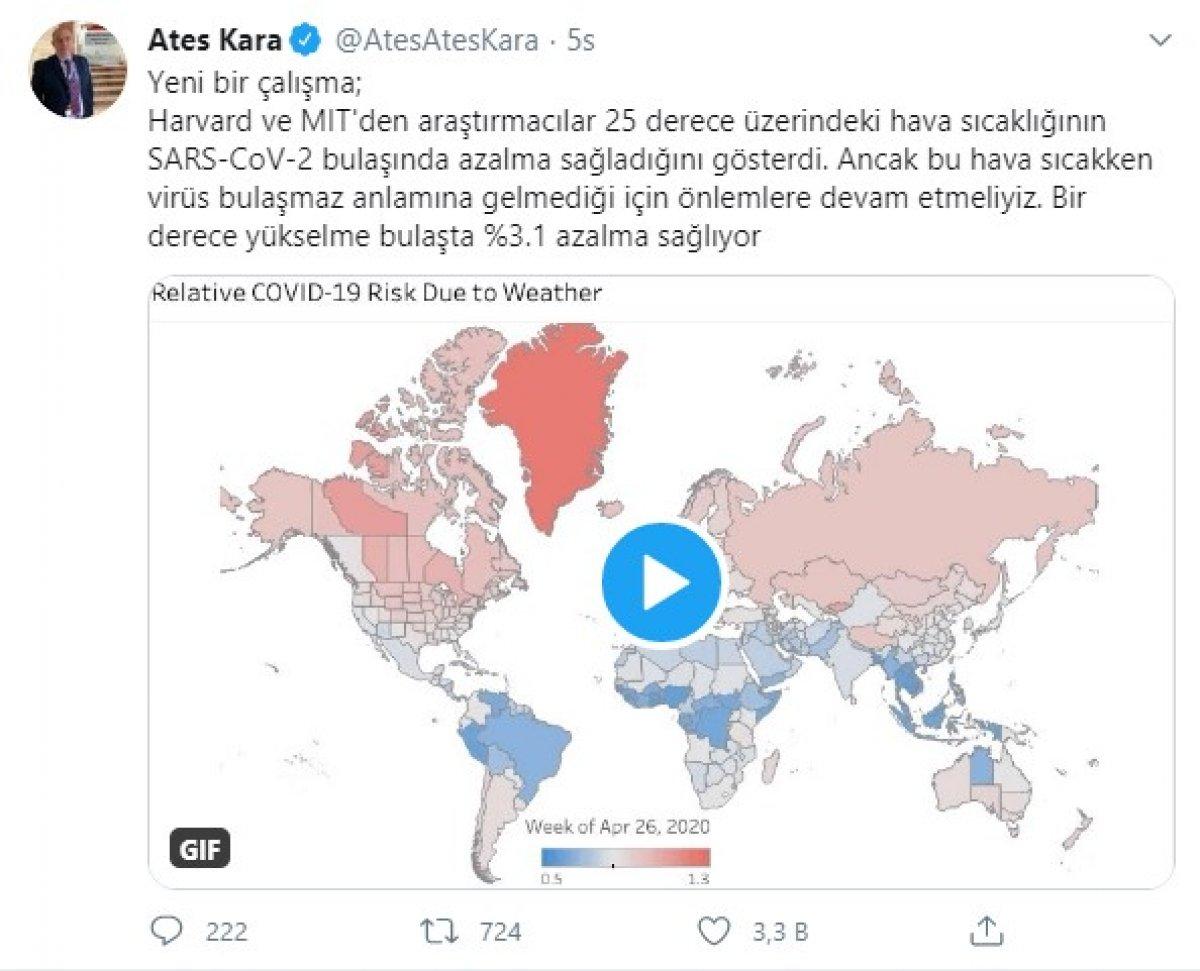Bilim Kurulu Üyesi Kara: Sıcaklık artışı korona bulaşma hızını azaltıyor