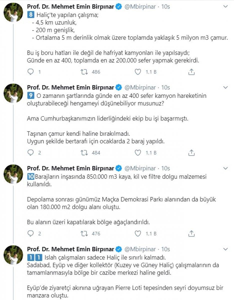 Bakan Yardımcısı Birpınar, Haliç gerçeğini yazdı