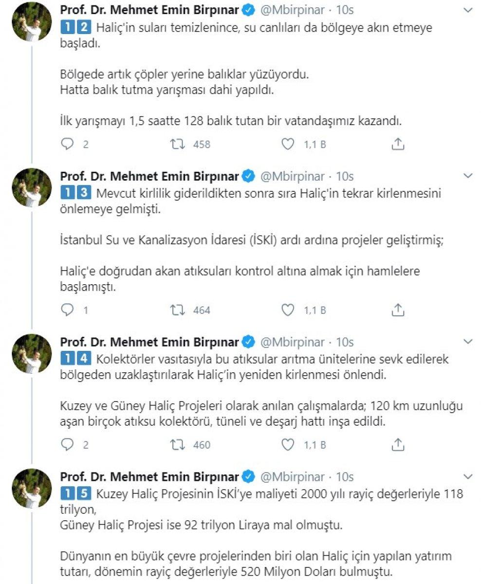 Bakan Yardımcısı Birpınar, Haliç gerçeğini yazdı